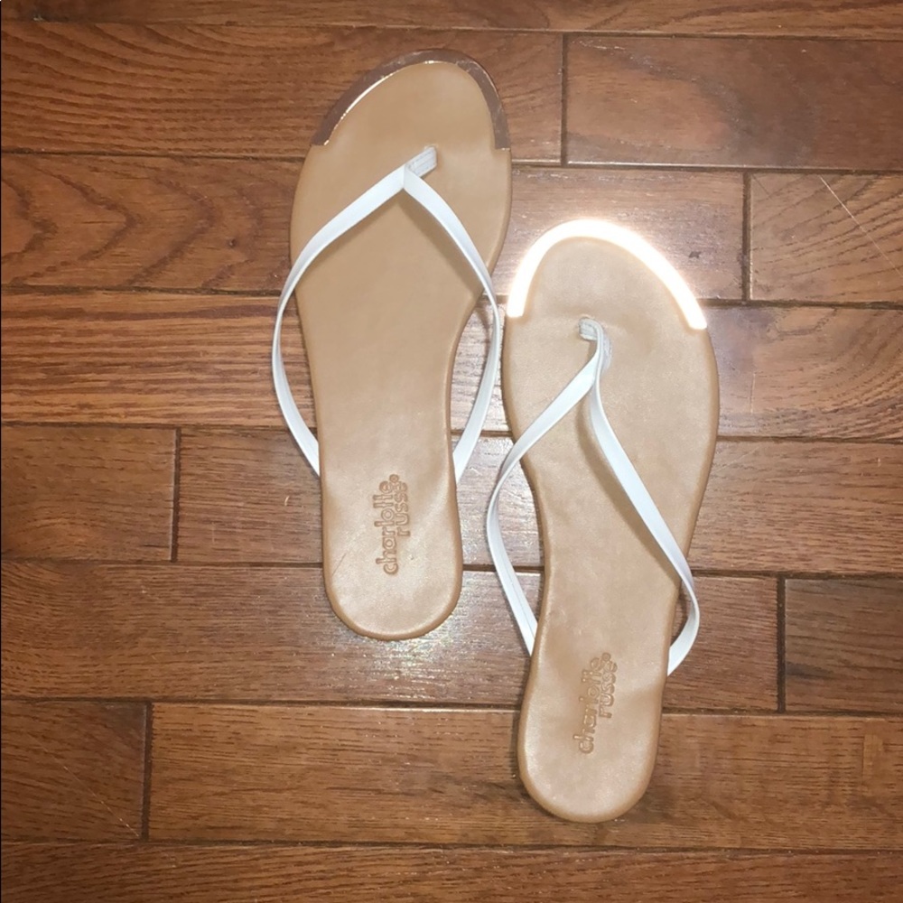 White strap flip flops